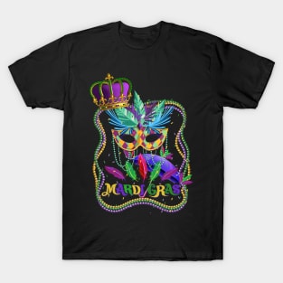 Cute Mask Beads Carnival Party Mardi Gras Princess Fleur T-Shirt